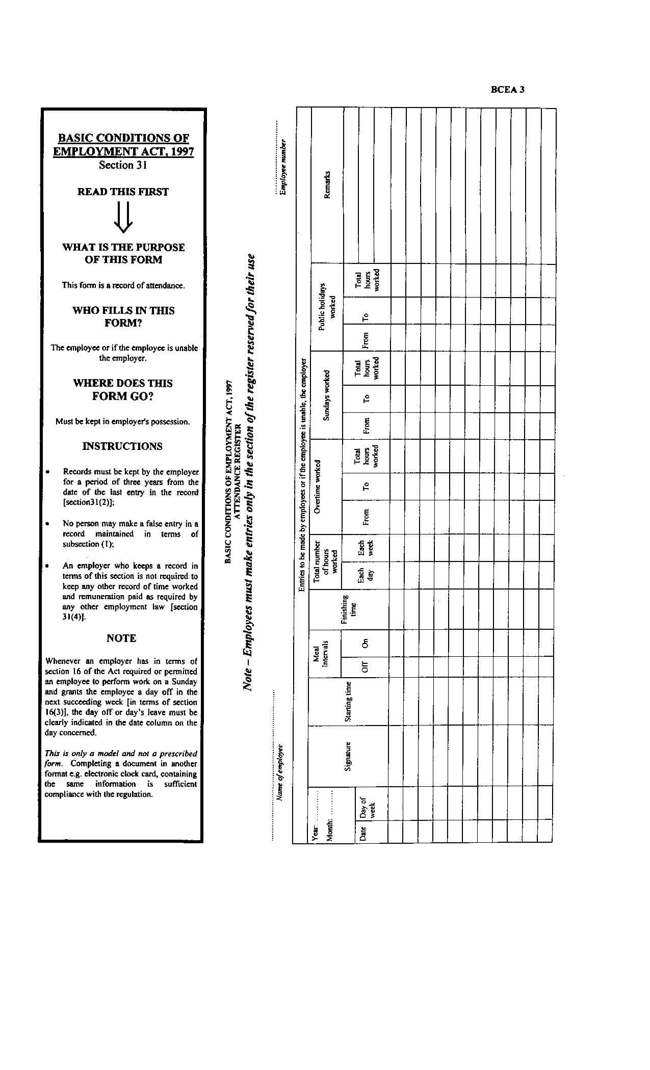 Download An Attendance Register Template FormFactory