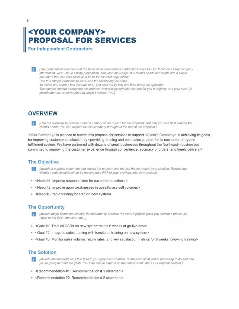 outline of a business proposal example